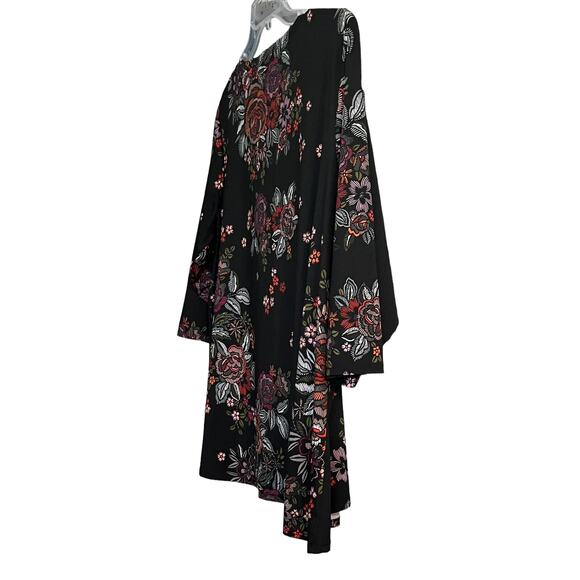 ZAC & RACHEL3/4 SLV PULL-OVER TUNIC BLOUSE, WOMENS, 2X-BLACK & MULTICOLOR FLORAL - Picture 5 of 10